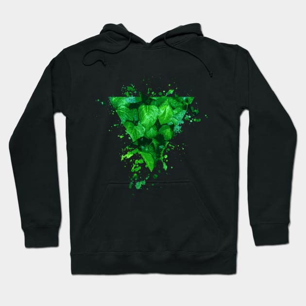 Green Wet Leaves Hoodie by Scailaret